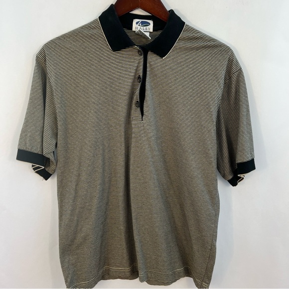 Haley Womens Golf Polo Shirt Size XL Black Tan Striped Short Sleeve - Picture 3 of 3